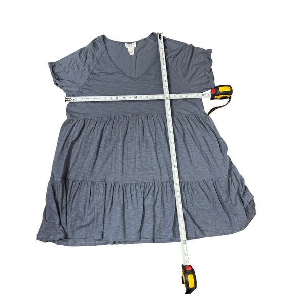 For The Republic Womens Plus Size Dress 2X Blue Tiered Tunic 95% Cotton Blend - Picture 4 of 6